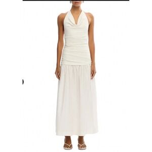 Significant‎ Other Ariya Maxi Dress Ivory Cowl Neck Halter Ruched US 12
